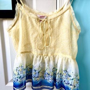 Sheer, floral print tank top